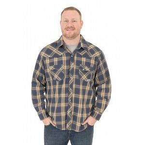 Wrangler XLT‎ Mens Pearl Snap Plaid Western Shirt Long Sleeve Cowboy